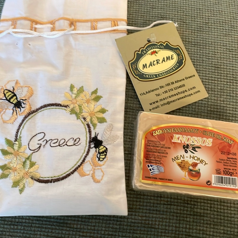 NWOT Greek soap & bag